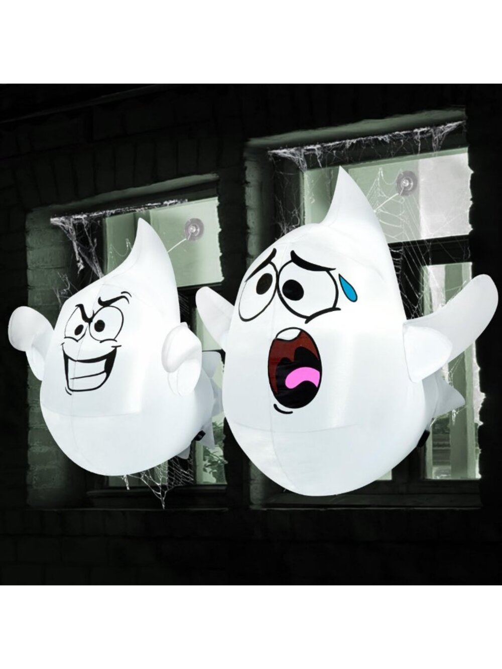 Halloween Inflatable Ghosts - 2 Pcs Outdoor Decorations with LED Lights, Cute